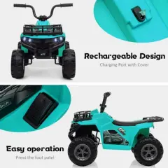 12V Kids Ride On Electric ATV, Ride Car Toy with Bluetooth Audio,High/Low Speed, LED Headlights, Battery Indicator & Radio, for Boys Girls 3-10