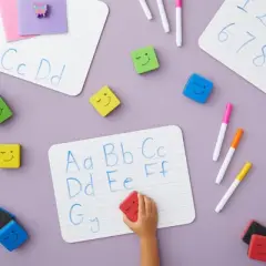 Juvale 24 Pack Magnetic Mini Dry Erase Erasers for Classroom Whiteboard, School Supplies, Smiley Face, 4 Colors, 2 x 0.7 In