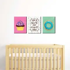 Big Dot of Happiness Sweet Shoppe - Cupcake Nursery Wall Art, Donut Kids Room Decor & Bakery Kitchen Home Decor - 7.5 x 10 inches - Set of 3 Prints