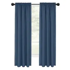 Kate Aurora 2 Piece Hamptons Coastal Living Textured Semi Sheer Rod Pocket Curtain Panels