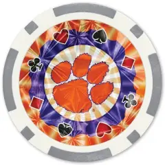 MasterPieces Casino Style 20 Piece 11.5 Gram Poker Chip Set NCAA Clemson Tigers Silver Edition