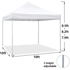 SUGIFT 10 ft. x 10 ft. White Instant Canopy Pop Up Tent with Carry Bag