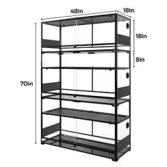 REPTIZOO 3 Layer 64gallon Reptile Glass Terrarium-48 x 18 x 70 inches