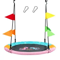 Costway 40'' Flying Saucer Tree Swing Indoor Outdoor Swing Play Set w/Hanging Strap Horse