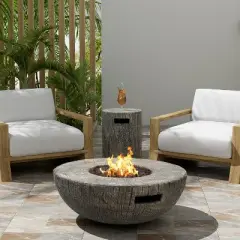 Christopher Knight Home Wally Patio 30,000 BTU Lightweight Concrete Propane Fire Pit with Tank Holder