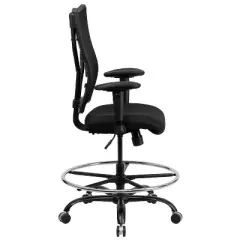 HERCULES Series 400 lb. Capacity Big & Tall Drafting Chair Black Mesh - Flash Furniture