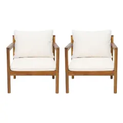 Christopher Knight Home Negley Outdoor Acacia Wood and Rope Weave Club Chair with Water Resistant Cushion