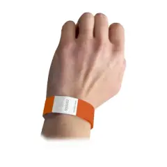 C-Line&reg; DuPont Tyvek Security Wristband, Orange, 3/4" Width, 10" Length, Pack of 100