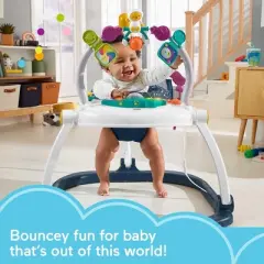 Fisher-Price Baby Bouncer Spacesaver Jumperoo Activity Center with Lights Sounds and Folding Frame, Astro Kitty