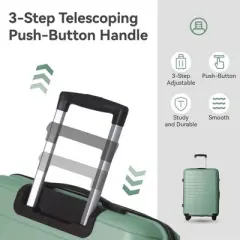 NAYSAYE Luggage PP Hardshell 3 Piece Spinner Set with TSA Lock and Ergonomic Handles for Travel, Dark Green, 20.47"*11.22"*29.33"