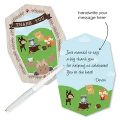 Big Dot of Happiness Woodland Creatures - Shaped Thank You Cards - Baby Shower or Birthday Party Thank You Note Cards with Envelopes - Set of 12