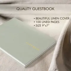 Linen Wedding Guest Book - Elegant Guestbook for Sign-In & Polaroid Photos - Perfect for Weddings or Baby Showers
