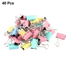 Unique Bargains Office Paper Document Organize Stationery Metal Bookbinding Clamp Binder Clips 40 Pcs 0.75"
