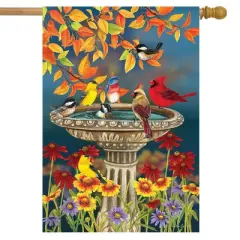 Briarwood Lane Fall House Flag 40x28 For Outdoor Fall Birdbath Floral House Flag Flag For Fall House Flag
