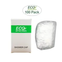 ECO Amenities Disposable Shower Caps for Home, Hotel, Vacation, Hair Salon, Individually Boxed Package Full Size Adult, Case of 100