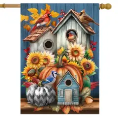 Briarwood Lane Fall House Flag 40x28 For Outdoor Fall Feathered Friends For Fall House Flag