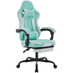 Ergonomic Computer Chair with Footrest and Massage Lumbar Support, Height Adjustable Swivel Game Chair for Adults-Tanpinhause