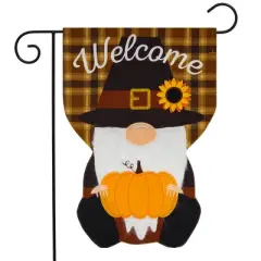 Briarwood Lane Pilgrim Gnome Thanksgiving Burlap Garden Flag Humo