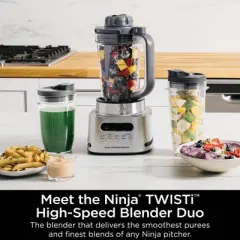 Ninja TWISTi HIGH-SPEED Blender DUO - SS151: 1600W Smoothie & Ice Crusher, 7 Speeds, Dishwasher-Safe, Silver