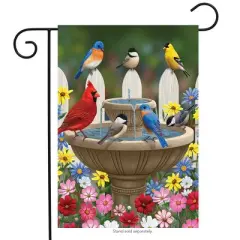 Briarwood Lane Spring Garden Flag 18x12.5 For Outdoor Birdbath Gathering Seasonal Garden Flag Flag For Spring Garden Flag Flags For Outside