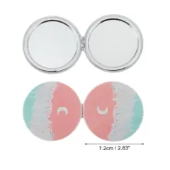 Unique Bargains Round Hand-drawn Makeup Mirror Lake Blue White 1 Pc