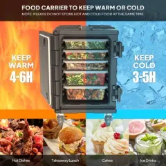 ROVSUN Hot Box Food Warmer, Insulated Food Pan Carrier w/Lockable Wheels Double Buckles and Handles, Stackable Hot Boxes
