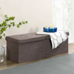 45" Folding Toy Box Chest with Smart Lift Top Upholstered Tufted Storage Ottoman - Mellow