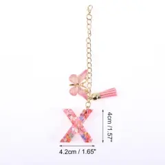 Unique Bargains Heart Sequin Letter X Butterfly Tassel Water Cup Pendant Pink 1 Pc