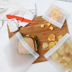 (re)zip Leak-proof Clear Essential Reusable Food Storage Bag - Snack, Lunch & Gallon - 4ct