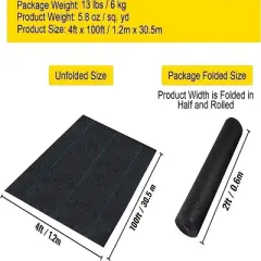 Weed Barrier Landscape Fabric, 4Ft x 100Ft, Heavy Duty 5.8 Oz Woven Geotextile for Weed Control, Garden Ground Cover Mat, Durable, Tear-Resistant