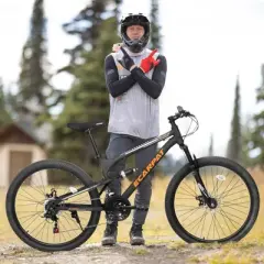 26 Inch Unisex Mountain Bike,21-speed 26*2.325 inch Anti-slip Rubber Tires,  with Shock Fork, Shock Absorber