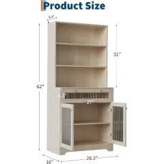 Kitchen Pantry Storage Cabinet, 71" Tall Food Pantry Cabinet with Microwave Stand, Farmhouse Kitchen Hutch with Open Storage