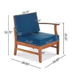 NicBex 3-Seater Outdoor Sofa Set, Acacia Wood Modular Couch with Coffee Table, Patio Sofa Set with Cushions