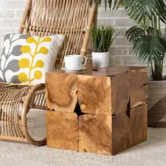 Eldora Natural Teak Root End Table Brown - bali & pari