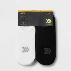 Women's Lightweight 10+1 Bonus Pack Liner Athletic Socks - All in Motion&trade; Black/White 4-10