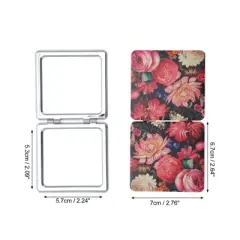 Unique Bargains Oil Painting Flowers Makeup Mirror Assorted Color 1 Pc