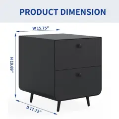 Modern Night Stand with 2 Drawers and Circular Handles - Steel Bedside Table Cabinet for Living Room, Bedroom, and Study Room