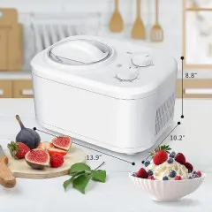 R.W.FLAME Ice Cream Maker 1.5qt with Compressor,Stainless Steel No Pre-freezing Electric Automatic Ice Cream Machine Keep Cool Function