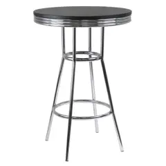 3pc Summit Bar Height Dining Sets with Swivel Stools Black/Bright Chrome - Winsome