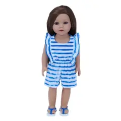 Sophia&rsquo;s Stripe Romper and Sandals for 18" Dolls, Blue/White