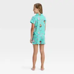 Girls' Disney Frozen 2pc Coat Pajama Set - Teal Blue