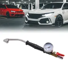 Unique Bargains 0-220 psi Quick Connector Bent Head Car Tire Air Chuck Inflator Pressure Gauge