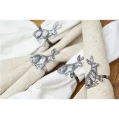 C&F Home Easter Charcoal Bunny Rabbit Napkin Ring Set of 4