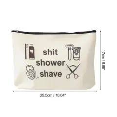 Unique Bargains Durable Toiletries Pattern Makeup Bag Beige 1 Pc