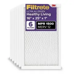 Filtrete 6pk 16''x25''x1'' MPR 1500 Merv 12 Allergen Bacteria Virus Ultra Reduction Air Filter
