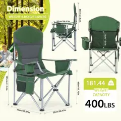 Portable Outdoor Camping Chair with Armrests, Built-in Cooler Bag, Cup Holder & Storage Pocket for Travel & Picnics