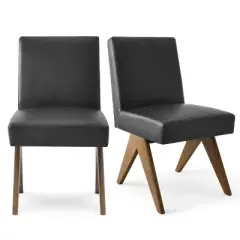 Set of 2 Morgan 18.5" Wide Faux Leather Dining Chairs With Seat and Back and Upside Down "V" shape design Solid Wood Legs-The Pop Maison