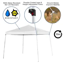 Flash Furniture 8'x8' Pop Up Event Canopy Tent with Carry Bag and 6-Foot Bi-Fold Folding Table with Carrying Handle - Tailgate Tent Set