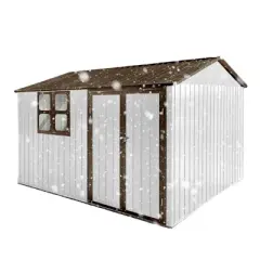 Metal Metal garden sheds 10ftx8ft outdoor storage sheds with window White+Coffee