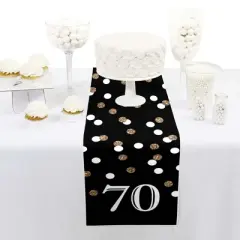 Big Dot of Happiness Adult 70th Birthday - Gold - Petite Birthday Party Paper Table Runner - 12 x 60 inches